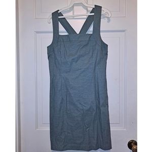Be Smart green square neck sleeveless tank mini dress crisscross back NWT khaki